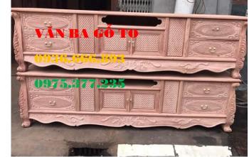 Kệ tivi louis gỗ gõ đỏ_KTV030
