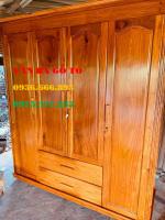 Tủ quần áo 3 buồng 4 cánh gỗ gõ đỏ