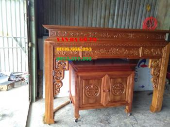 Bàn thờ gia tiên + bàn cơm (gỗ gụ)