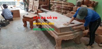 Bàn ghế gỗ| Minh đào tay 14 cm mặt tràn 10 món