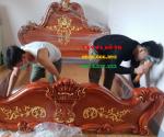 Giường ngủ dát vàng gỗ tự nhiên cao cấp